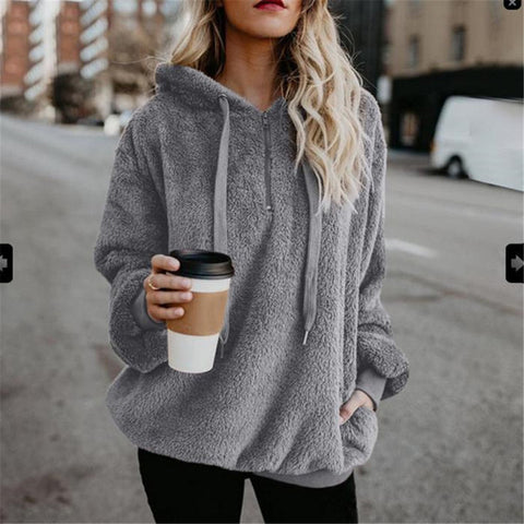 Fleece Zipper Pullover Hooded Sweater