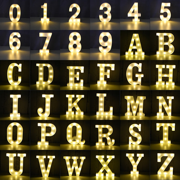 LED Letter Numbers Night Light 3D Wall Hanging Decoration Wedding, Birthday Party