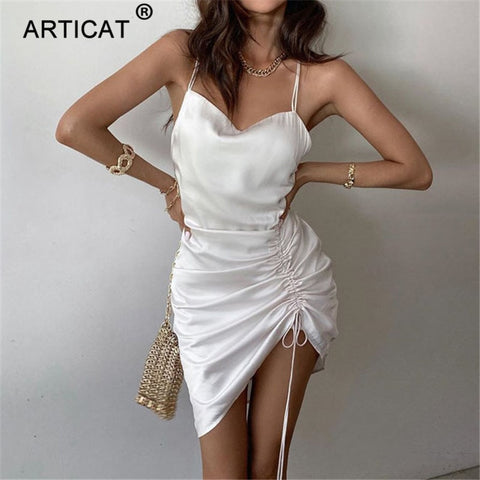Delicate Lover Satin Mini Dress White