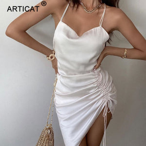 Delicate Lover Satin Mini Dress White